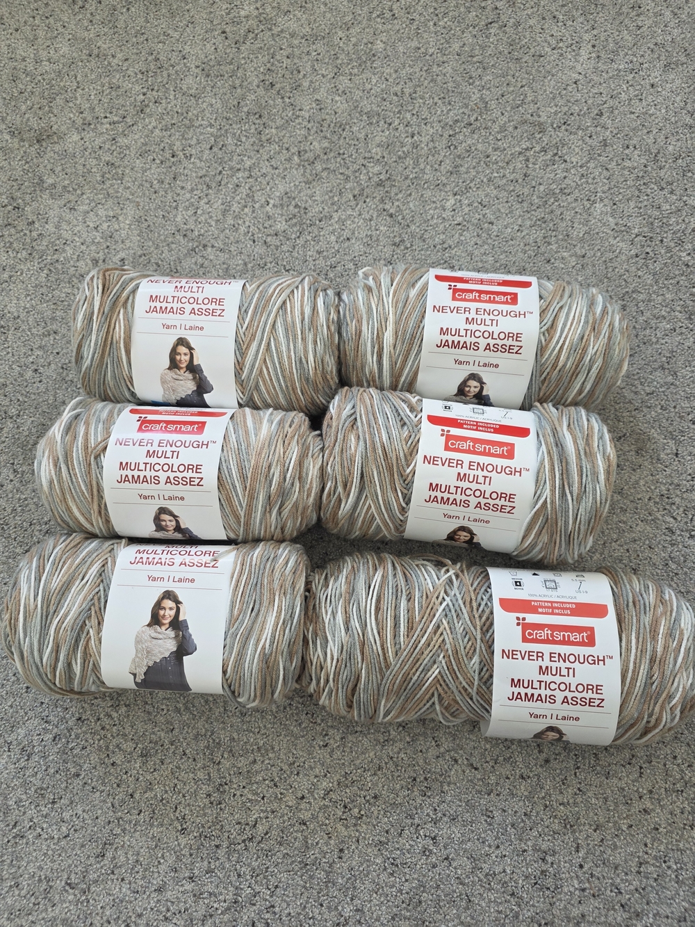 5.5 Skeins Of Never Enough Multi Yarn - Neutral Beige Mix